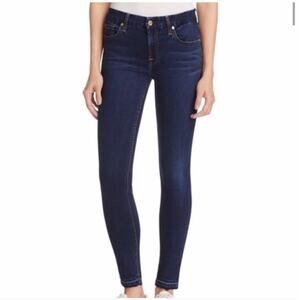 7 For All Mankind The Cropped Ankle Skinny Low Rise Denim Blue Jeans Size 26